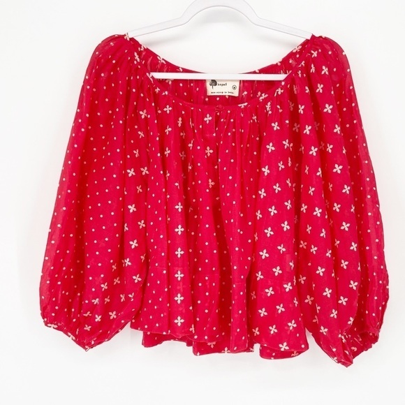 Anthropologie Kopal Red Luna Peasant Top Size Medium - Picture 7 of 8
